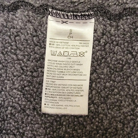 🛍Old Navy Full Zip Charcoal Grey Drawstring Hooded Sweatshirt Womens Size S - Picture 3 of 6